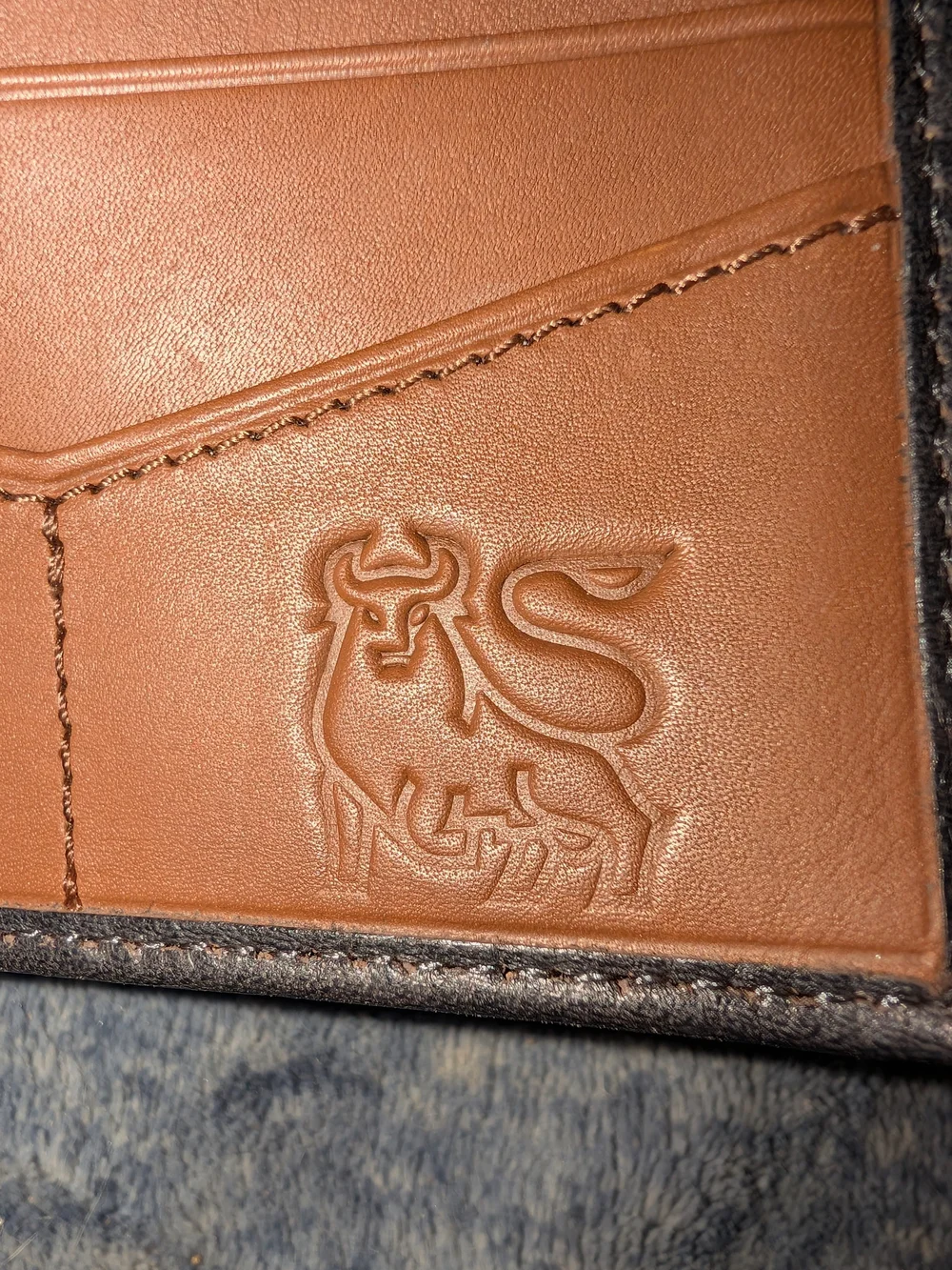 Fossil Two-Tone Tan and Black Leather Bifold Wallet